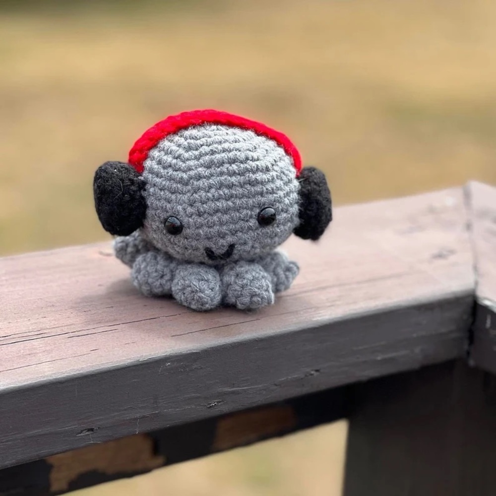 Crochet Octopus with headphones